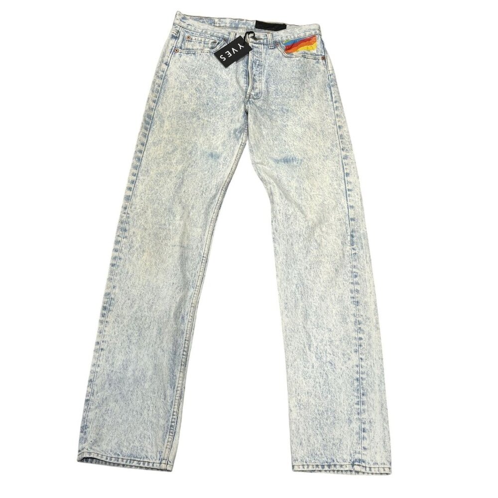 YVES 1/1 Reclaimed Acid Wash Jeans With Vintage Cartoon Details